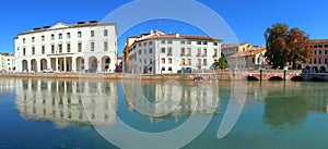 OLD BUILDINGS ON THE RIVER IN TREVISO CITY IN ITALY