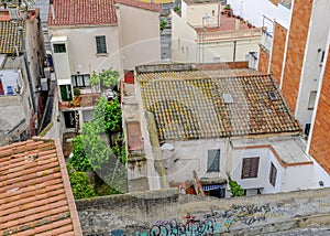 Old buildings and streets in El Masnou, Spain photo