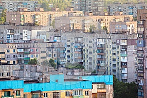 Old buildings in Ukraine. Crowded old housing.