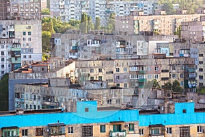 Old buildings in Ukraine. Crowded old housing.