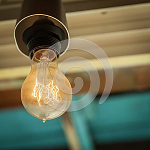 The old bulb on the ceiling