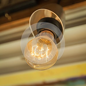 The old bulb on the ceiling