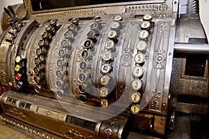 Old bulky vintage cash register