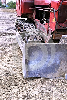 Old bulldozer working on construction site