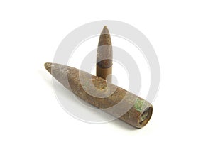 Old bullets on white