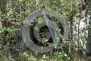 old bunker pieces in the forest