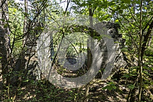 old bunker pieces in the forest