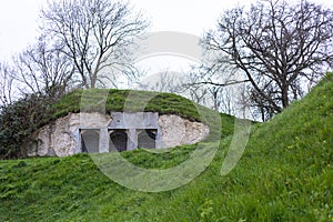 Old Bunkers At willemstad covered in grass