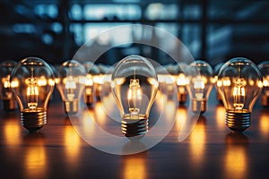 Old burning light bulbs, energy saving concept