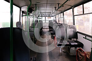 Old bus or trolleybus cabin interior