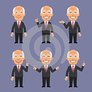 Old Businessman Showing and Points