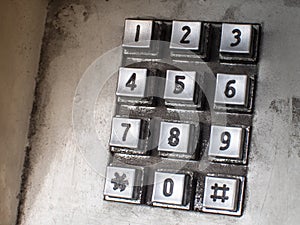 Old button number public telephone