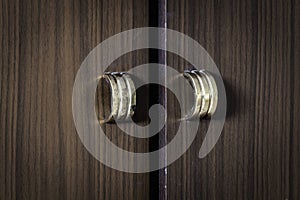 The old cabinet is ajar