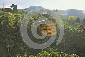 Old cable car in the colombian mountains photo