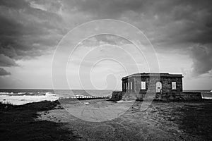 Old Cabo Silleiro Lighthouse  in Bayona, Galicia, Spain photo