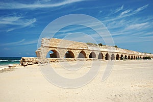 Old Caesarea aqueduct bridge,Israel photo