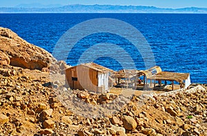 Old cafe on shore of Aqaba gulf, Sinai, Egypt