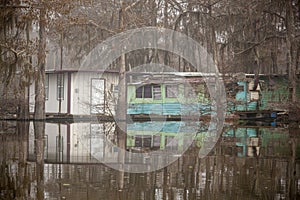 Old Cajun houseboat in the Atchafalaya Swamp Basin.