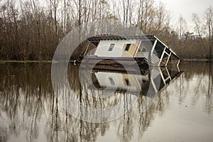 Old Cajun houseboat in the Atchafalaya Swamp Basin.