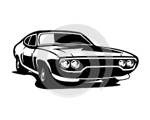 old camaro car logo. silhouette vector. isolated white background view from front.