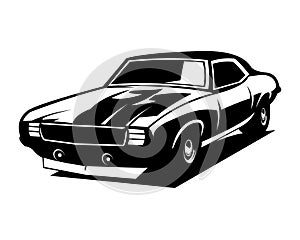 old camaro car silhouette. front view against a white background.