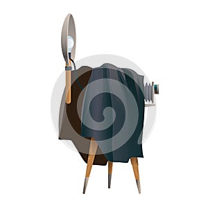 Old camera with flash