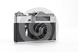 Old camera Zenit - E, isolated on white background