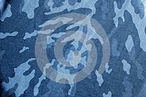 Old camouflage cloth with effect in navy blue tone. Abstract background and texture for design abd ideas
