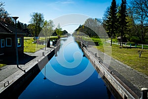 Old canal lock of the scenic Ems-Jade Kanal in East Frisia