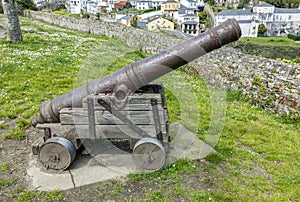 Old cannon defense Ribadeo in Lugo, Spain