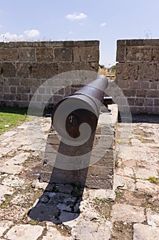 Old cannon on the fortress wall