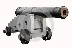 Old cannon isolated in white with clipping path