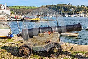 Old cannon on quayside at Dartmouth. England