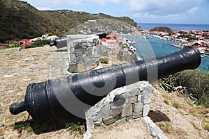 Old cannon on top of Gustavia Harbor at St. Barths