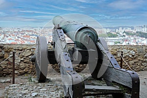 Old cannon on viewpoint of Castello de Sao Jorge