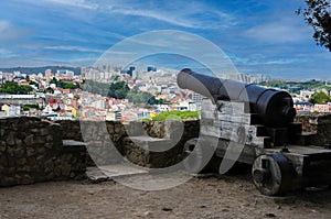 Old cannon on viewpoint of Castelo de Sao Jorge