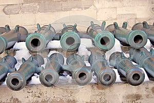 Old cannons in Moscow Kremlin. UNESCO Heritage Site.