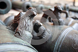 Old cannons in Moscow Kremlin. UNESCO Heritage Site.