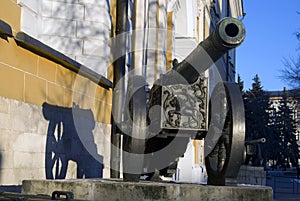 Old cannons shown in Moscow Kremlin. Lion cannon