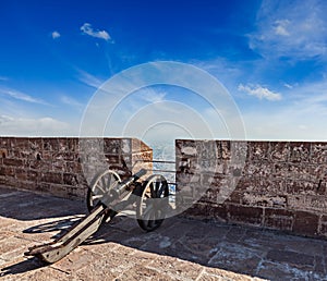 Old canon in Mehrangarh Fort, Jodhpur, Rajasthan, India