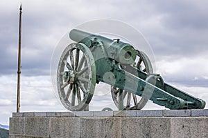 Old canon on Shipka mountain pass in Bulgaria