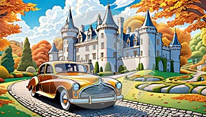 Old car antique limited edition wealthy castle