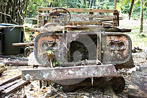 Old car antique rusted left in farm, agriculture car