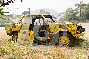 The old car beautiful yellow