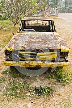 The old car beautiful yellow