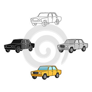 Old car.Car single icon in cartoon,black style vector symbol stock illustration web.