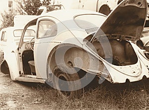 Old car in the demolition depot