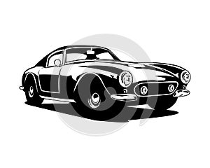 old car ferrari 250 competition for badge, logo, isolated white background view from side. vector illustration available in eps 10