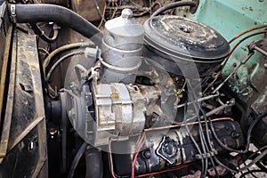 Old car generator close-up