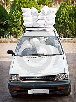 Old car, good staffing of airbags. Joke. photo